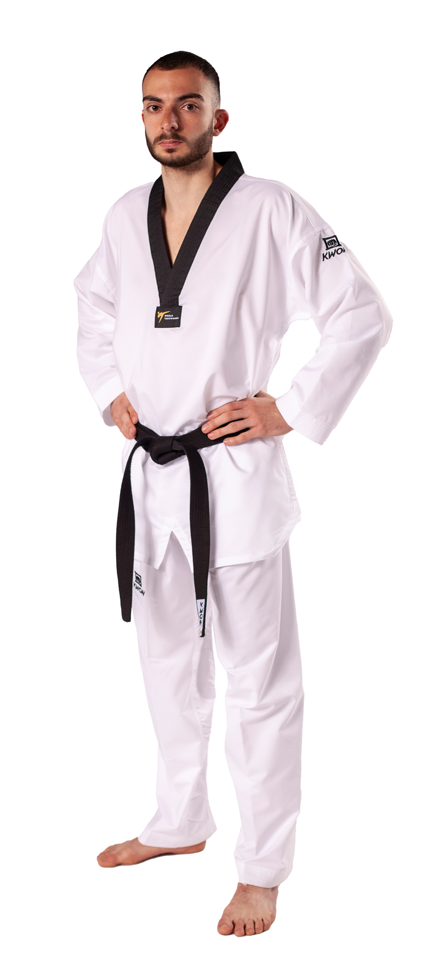 Taekwondo Uniform Revolution black lapel - WT recognized