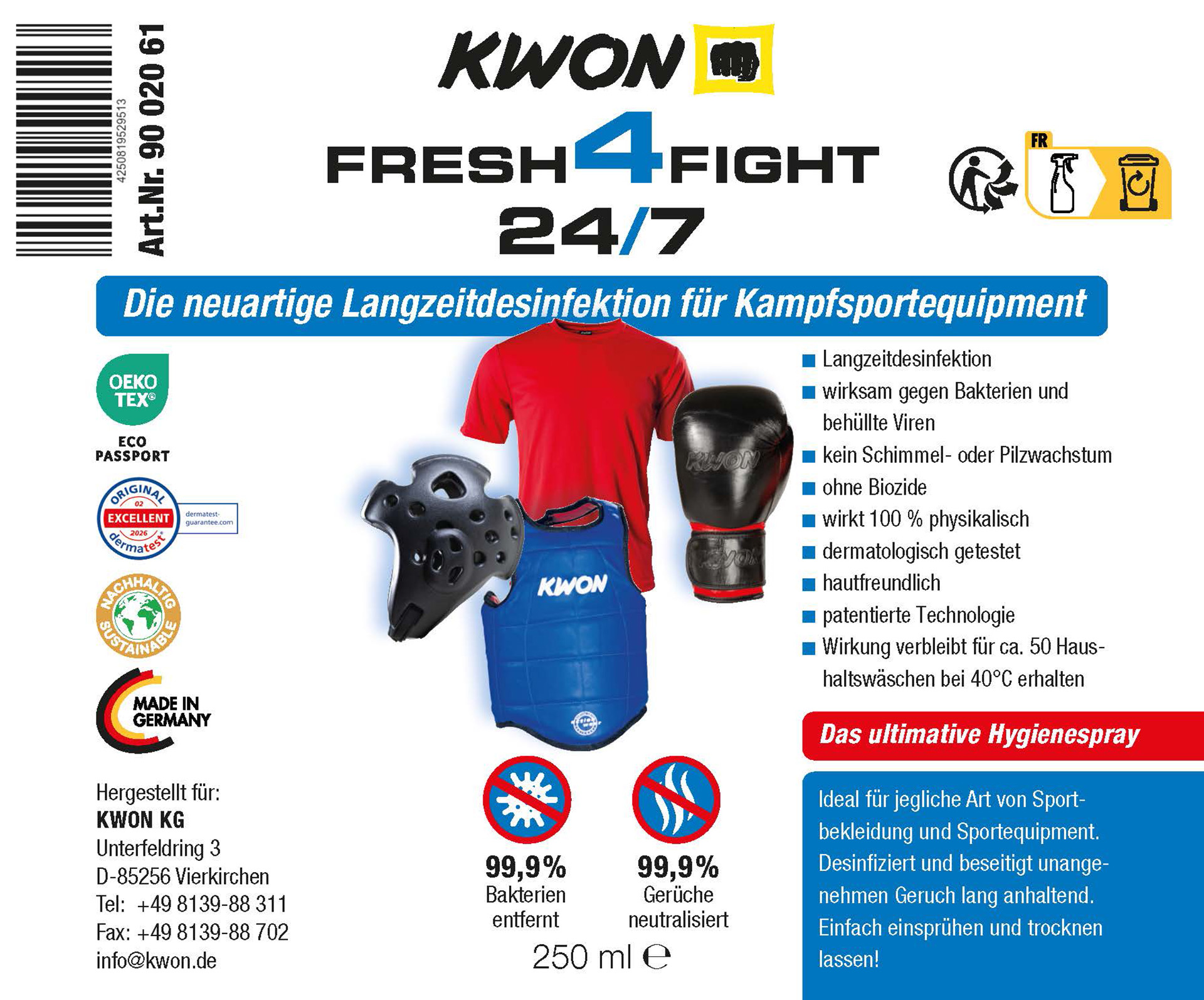 Fresh4Fight long-lasting disinfectant spray 250 ml