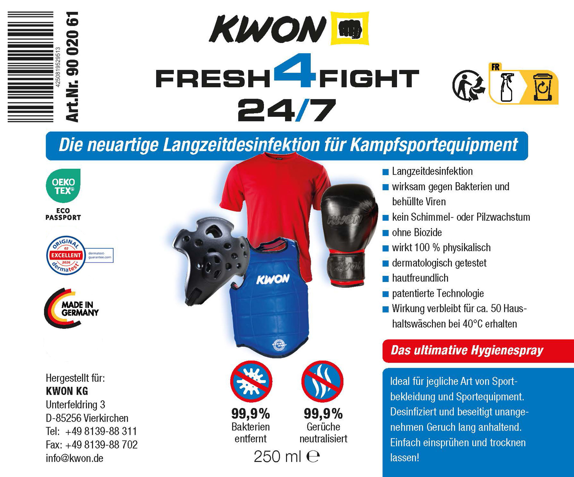 Fresh4Fight long-lasting disinfectant spray 250 ml